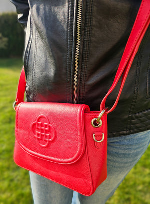 SADDLER EMMA  Real Leather Designer Flapover Handbag with Ring Detail