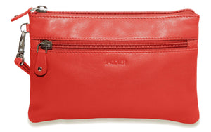 SADDLER SCARLETT Leather Zip Top Mini Clutch - Phone Holder with Detachable Wrist Strap - RFID Protected